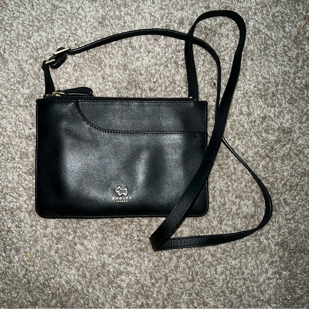 RADLEY LONDON MULTI ZIP TOP CROSSBODY BLACK PURSE EUC (FF1)